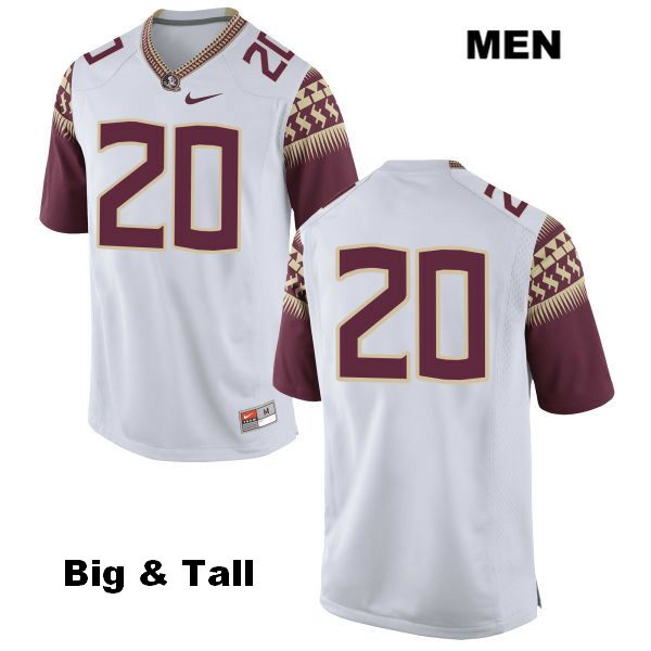 Men's NCAA Nike Florida State Seminoles #20 Jaiden Woodbey College Big & Tall No Name White Stitched Authentic Football Jersey THZ0169HC